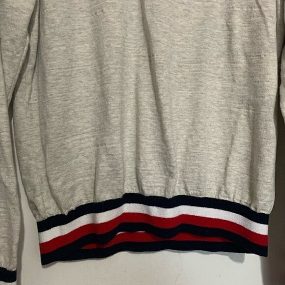 Vintage 90s/Y2K Tommy Hilfiger Long Sleeve Top Gray Red White Stripe - Picture 4 of 6
